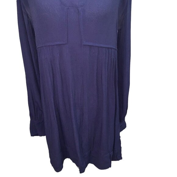Diane von Furstenberg Women's Shift Mini Dress Size 8 Empire Waist V-Neck Blue - Picture 3 of 9